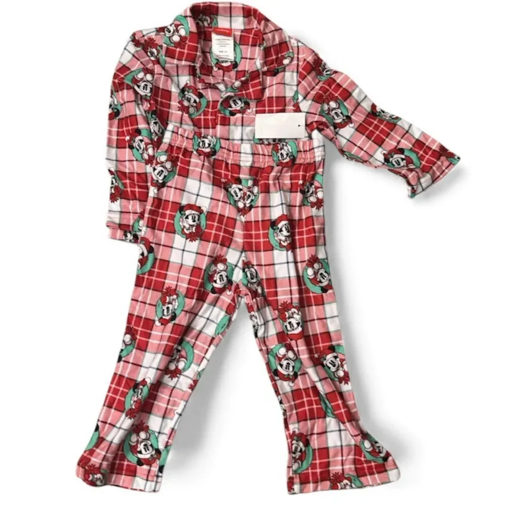 Mickey Mouse Toddler Boys Shirt and Pajama, 2 Piece Set  2T Christmas 🎄